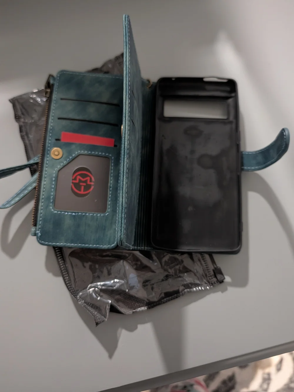 7 Pro Wallet Case - Teal Blue Folio with Wrist Strap. For Google Pixel 7pro.